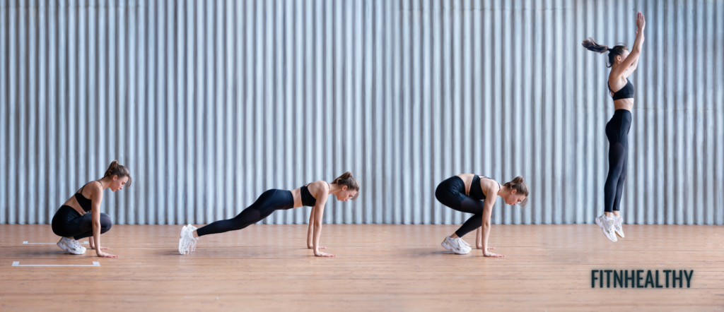 a girl doing a burpee exercise to get fit fast